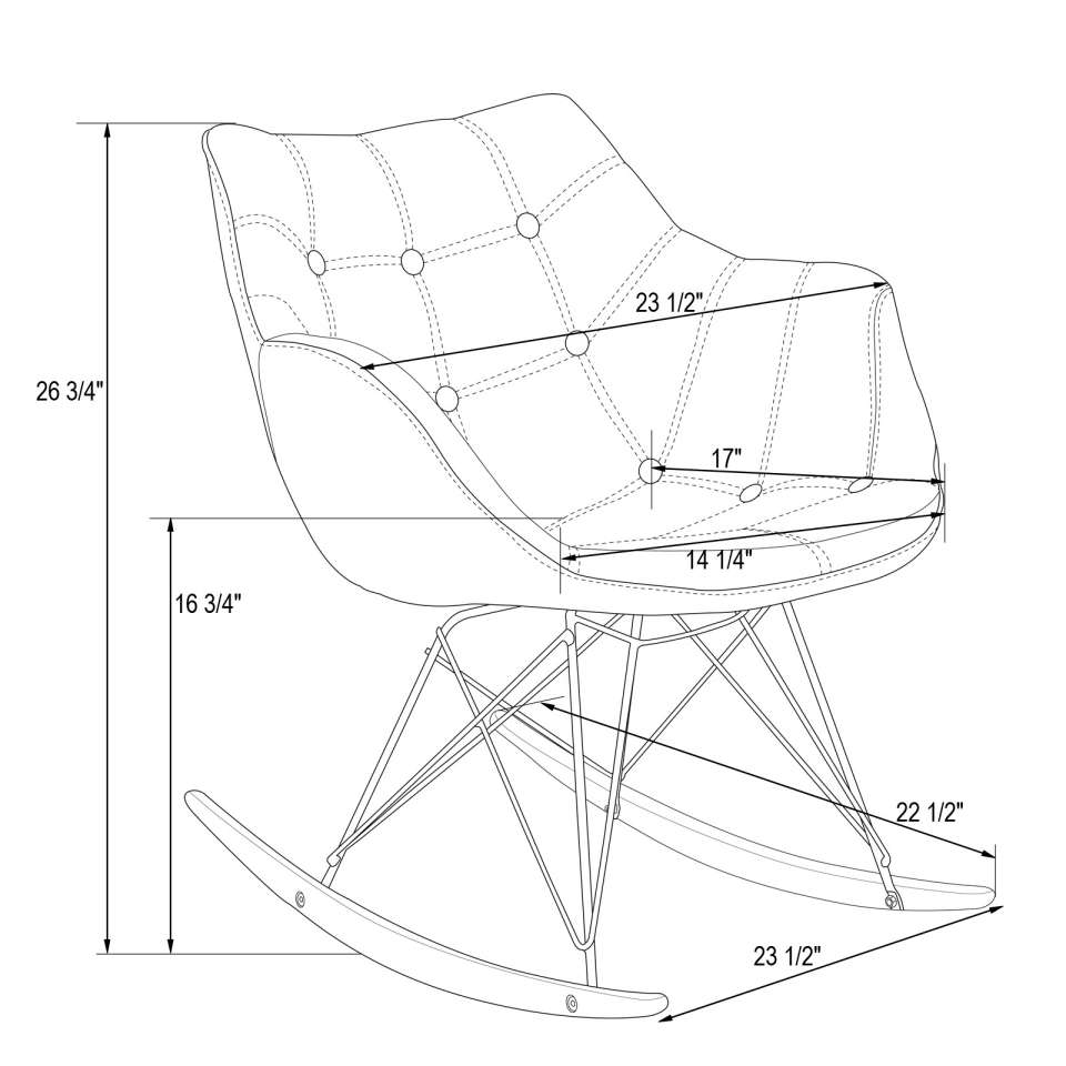 LeisureMod Willow Twill Fabric Eiffel Rocking Chair | Rocking Chairs | Modishstore - 8