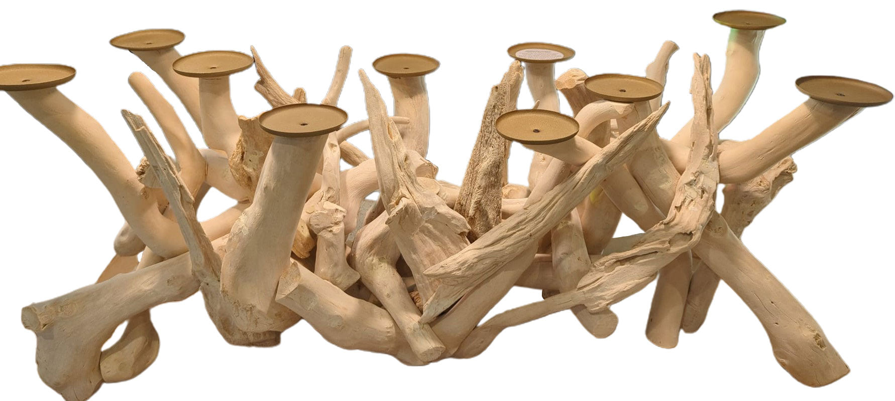 Driftwood 10 Candle Candelabra, Horizontal, White, Bleached by Artisan Living | Candelabra | Modishstore-5