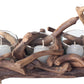 Driftwood Tealight 3 Candle Tray Centerpiece with 3 Glass Containers by Artisan Living | Candle Holders | Modishstore-2