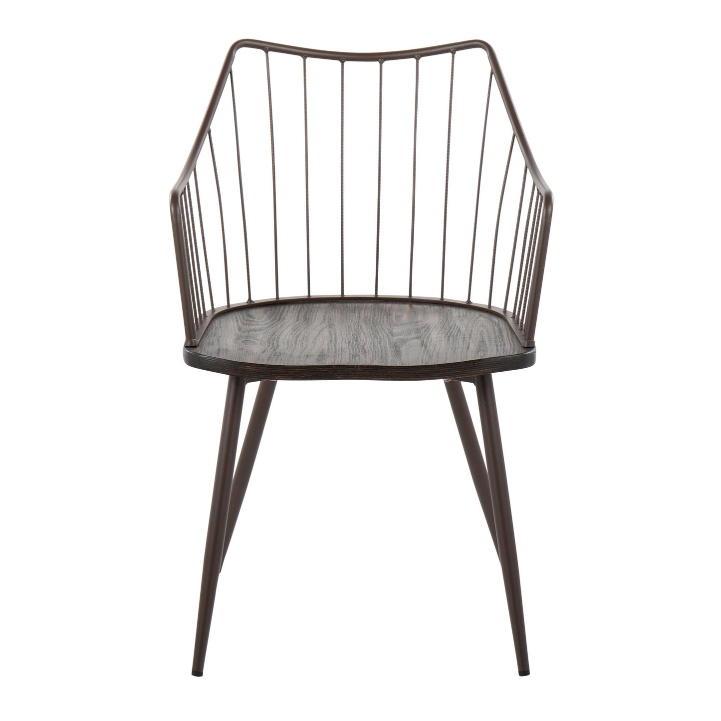 Winston Farmhouse Style Accent and Dining Chair in Brown Metal and Dark Walnut Wood By LumiSource | Dining Chairs | Modishstore - 7