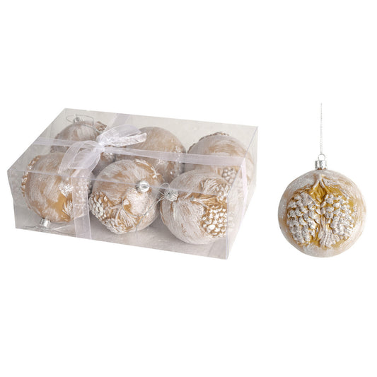 A&B Home Pinecone Relief Christmas Ornaments - 6Pc/Box - Set Of 6 | Holiday | Modishstore