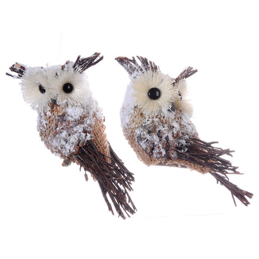A&B Home Burlap Owl Ornament - 2 Asst Pc/Box - Set of 6 | Holiday | Modishstore