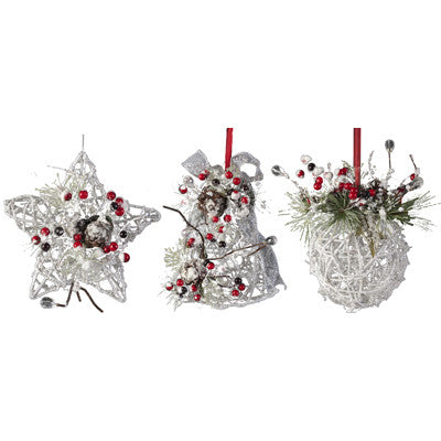 A&B Home Ball/Bell/Star Christmas Ornament - 3Pc/Box - Set of 2 | Holiday | Modishstore