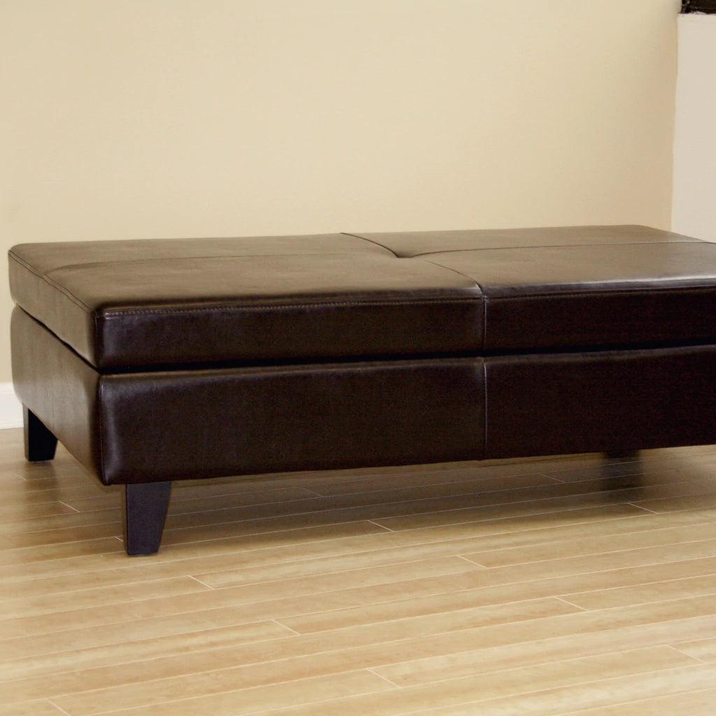 Baxton Studio Dark Brown Faux Leather Storage Cocktail Ottoman | Ottomans | Modishstore - 2