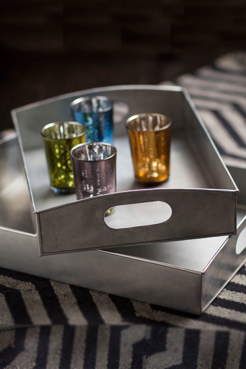 Vagabond Vintage Set of Two Rectangle Metal Trays | Modishstore | Trays & Pedestals