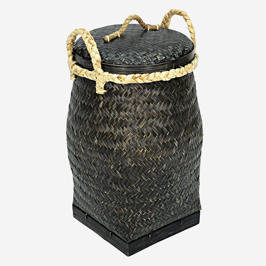 Palermo Round Rattan Basket with Lid by Jeffan | Bins, Baskets & Buckets | Modishstore - 2