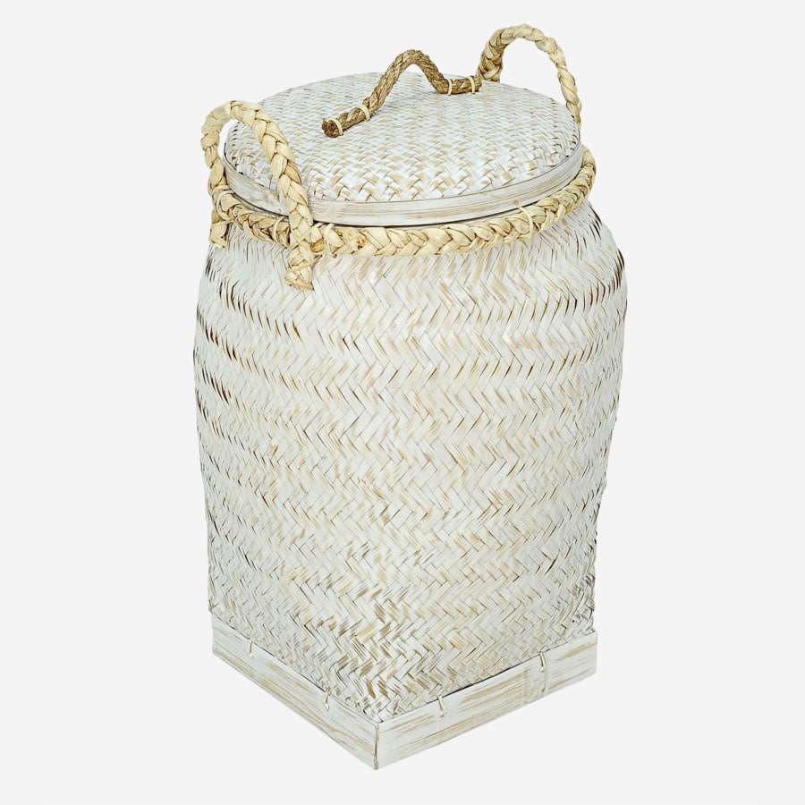 Palermo Round Rattan Basket with Lid by Jeffan | Bins, Baskets & Buckets | Modishstore - 3