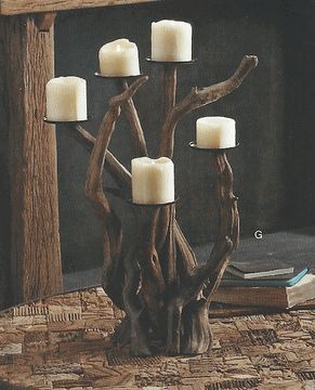 Driftwood Natural Dark Candelabra, Horizontal & Vertical | Candle Holders | Modishstore-2