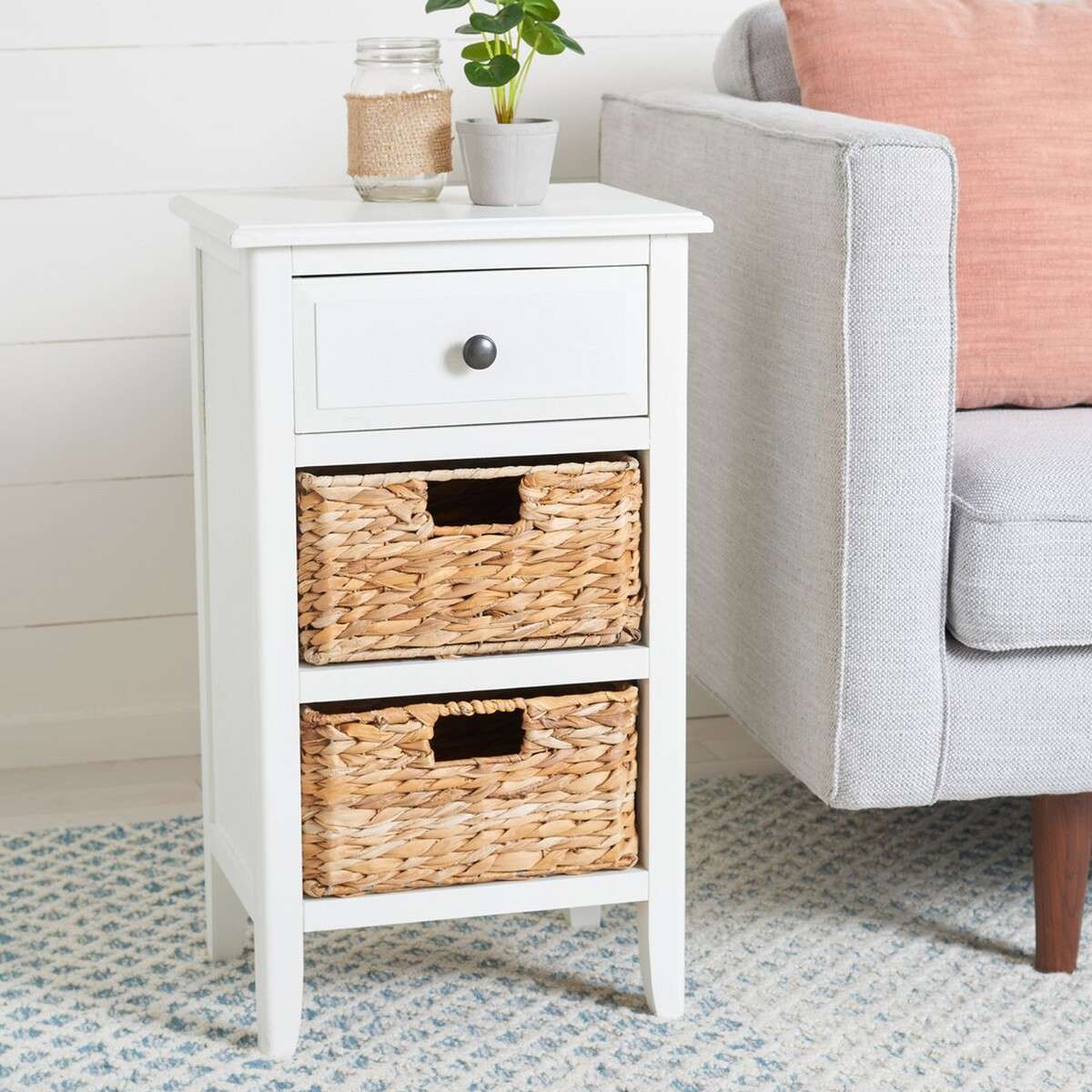 Safavieh Everly Drawer Side Table - Distressed White | End Tables | Modishstore - 4