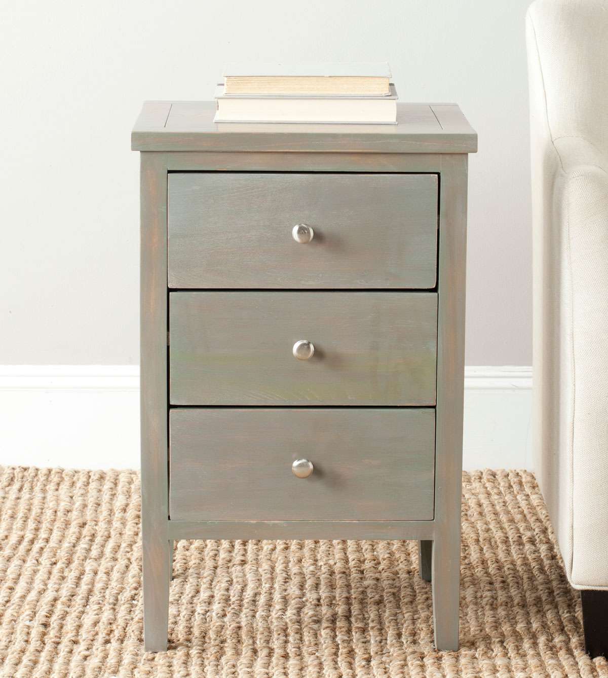 Safavieh Deniz Nightstand With Storage Drawers - Ash Gray | Nightstands | Modishstore - 3