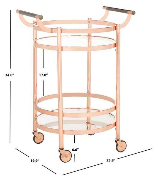 Safavieh Sienna 2 Tier Round Bar Cart - Rose Gold | Bar Carts | Modishstore - 4