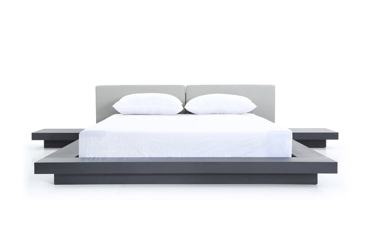 Modrest Opal Modern Walnut & White Platform Bed