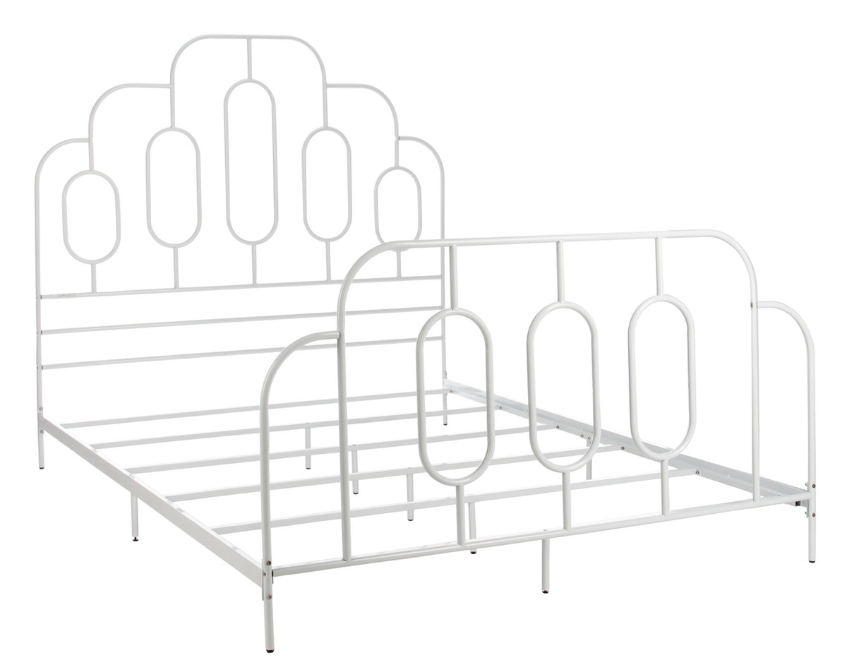 Safavieh Paloma Metal Retro Bed Queen Size - White | Beds | Modishstore - 3
