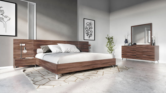 Nova Domus Brooklyn - Italian Modern Walnut Bed Set | Modishstore | Bedroom Sets