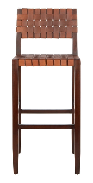 Safavieh Paxton Woven Leather Barstool | Bar Stools | Modishstore - 1