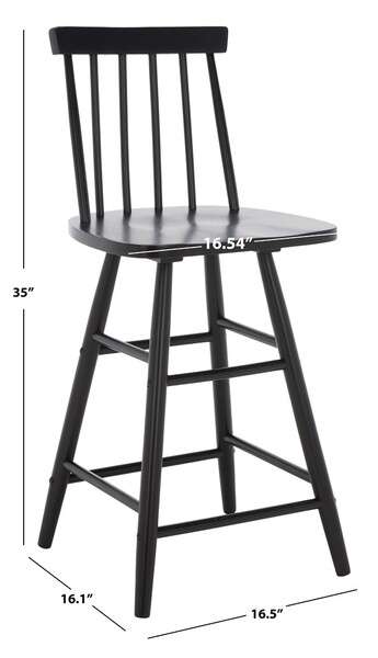 Safavieh May Wood Counter Stool - Black | Counter Stools | Modishstore - 4