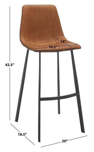 Safavieh Rhyatte Bar Stool - Cognac | Bar Stools | Modishstore - 4
