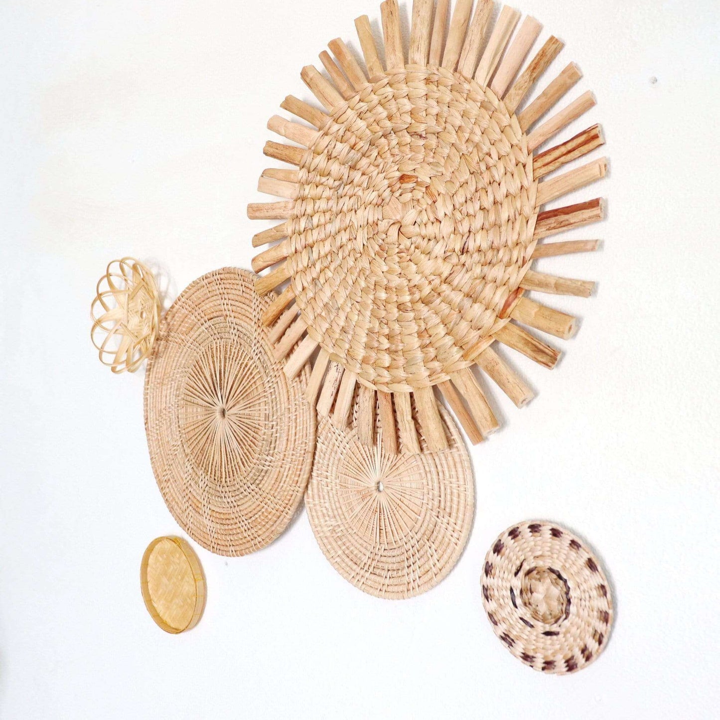 Nut Wa Dee - Rattan, Bamboo, Sea Grass, And Banana (Set Of 6) By Thaihome | Wall Art | Modishstore - 6