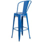 Commercial Grade 30" High Blue Metal Indoor-Outdoor Barstool With Removable Back By Flash Furniture | Bar Stools | Modishstore - 3
