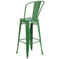 Commercial Grade 30" High Green Metal Indoor-Outdoor Barstool With Removable Back By Flash Furniture | Bar Stools | Modishstore - 3