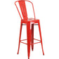 Commercial Grade 30" High Red Metal Indoor-Outdoor Barstool With Removable Back By Flash Furniture | Bar Stools | Modishstore
