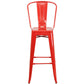 Commercial Grade 30" High Red Metal Indoor-Outdoor Barstool With Removable Back By Flash Furniture | Bar Stools | Modishstore - 4