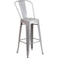 Commercial Grade 30" High Silver Metal Indoor-Outdoor Barstool With Removable Back By Flash Furniture | Bar Stools | Modishstore