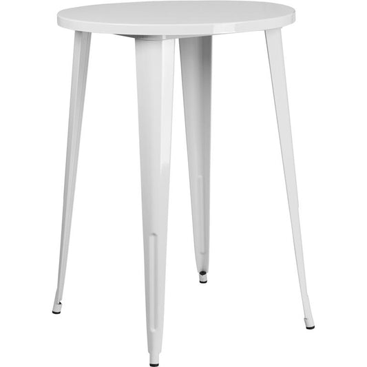 Commercial Grade 30" Round White Metal Indoor-Outdoor Bar Height Table By Flash Furniture | Outdoor Tables | Modishstore