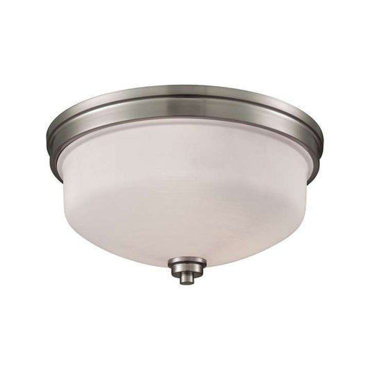 Casual Mission 3-Light Flush in Brushed Nickel with White Lined Glass | Ceiling Lamps | Modishstore