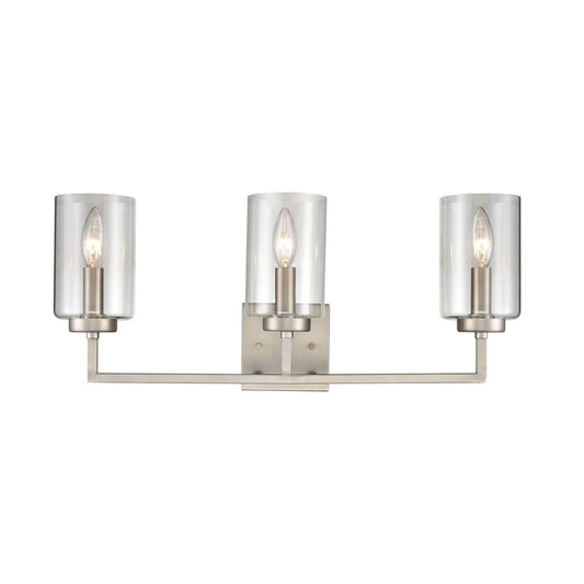 West End 3-Light Bath Light in Brushed Nickel with Clear Glass | Vanity Light | Modishstore