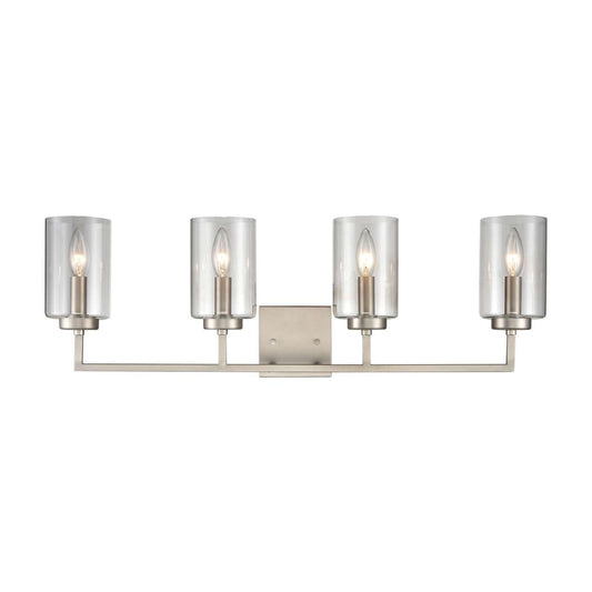 West End 4-Light Bath Light in Brushed Nickel with Clear Glass | Vanity Light | Modishstore