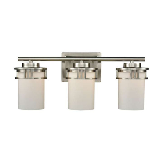 Ravendale 3-Light for the Bath in Brushed Nickel with Opal White Glass | Vanity Light | Modishstore