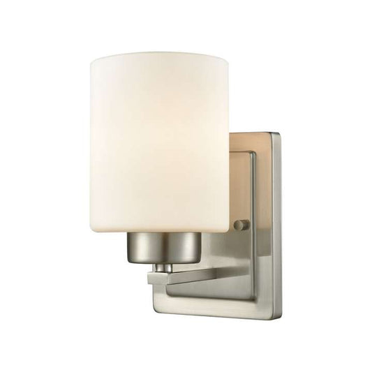 Summit Place 1-Light for the Bath in Brushed Nickel with Opal White Glass | Vanity Light | Modishstore