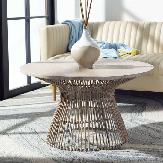 Safavieh Whent Round Coffee Table - Gray White Wash | Coffee Tables | Modishstore