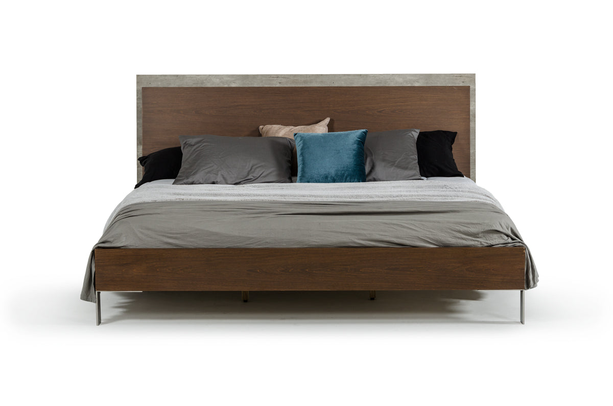 Nova Domus Conner Modern Dark Walnut & Faux Concrete Bed-2