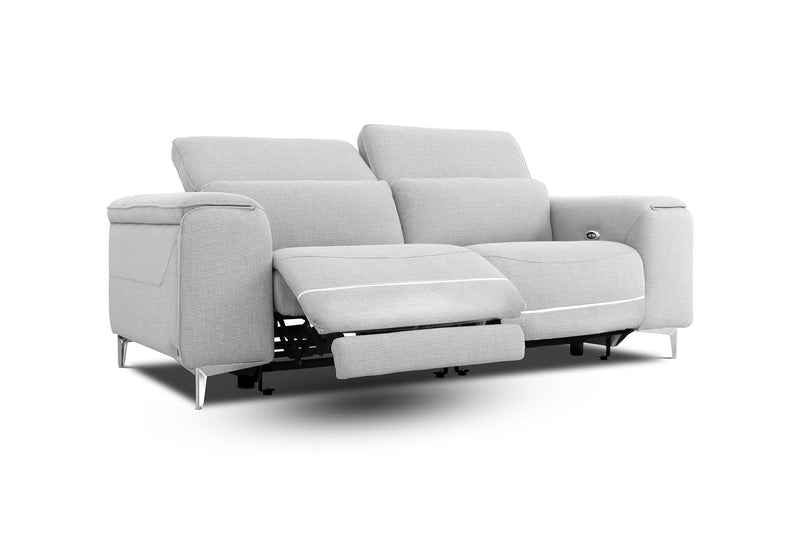 Divani Casa Cyprus - Contemporary Grey Fabric 3-Seater Sofa w/ Electric Recliners | Modishstore | Sofas