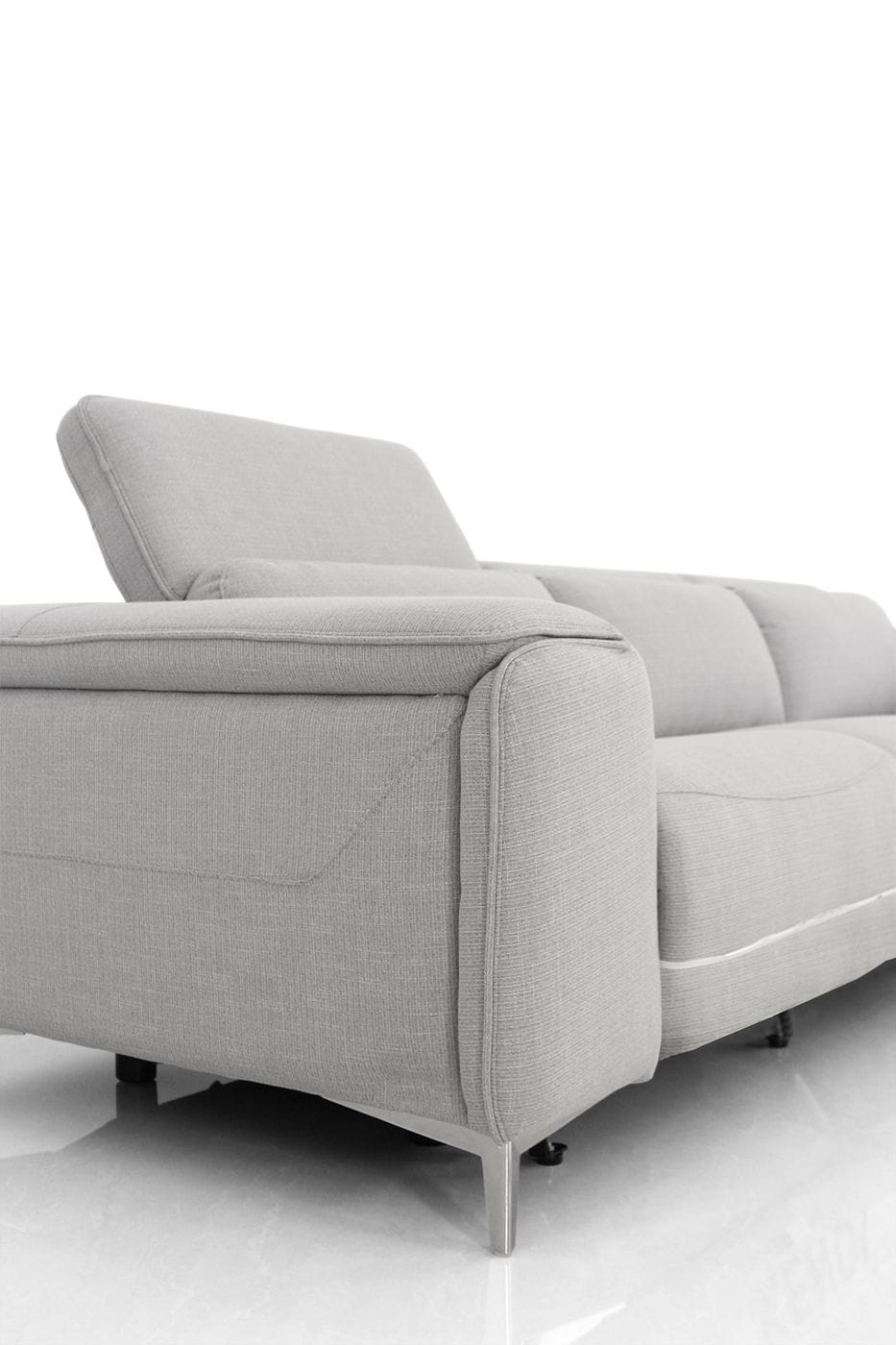 Divani Casa Cyprus - Contemporary Grey Fabric 3-Seater Sofa w/ Electric Recliners-2