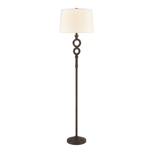 Hammered Home Floor Lamp in Bronze with a Natural Linen Shade ELK Home | Floor Lamps | Modishstore
