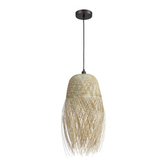 Marooner 1-Light Pendant in Natural Finish with a Woven Bamboo Shade ELK Home