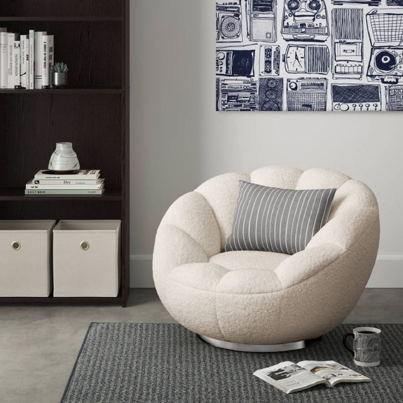 Modrest Dacano - White Sherpa Accent Chair | Lounge Chairs | Modishstore