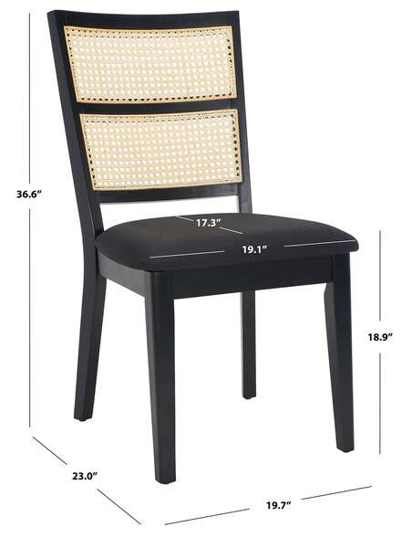 Safavieh Toril Dining Chair Set Of 2 - Black With Black Fabric Seat | Dining Chairs | Modishstore - 4