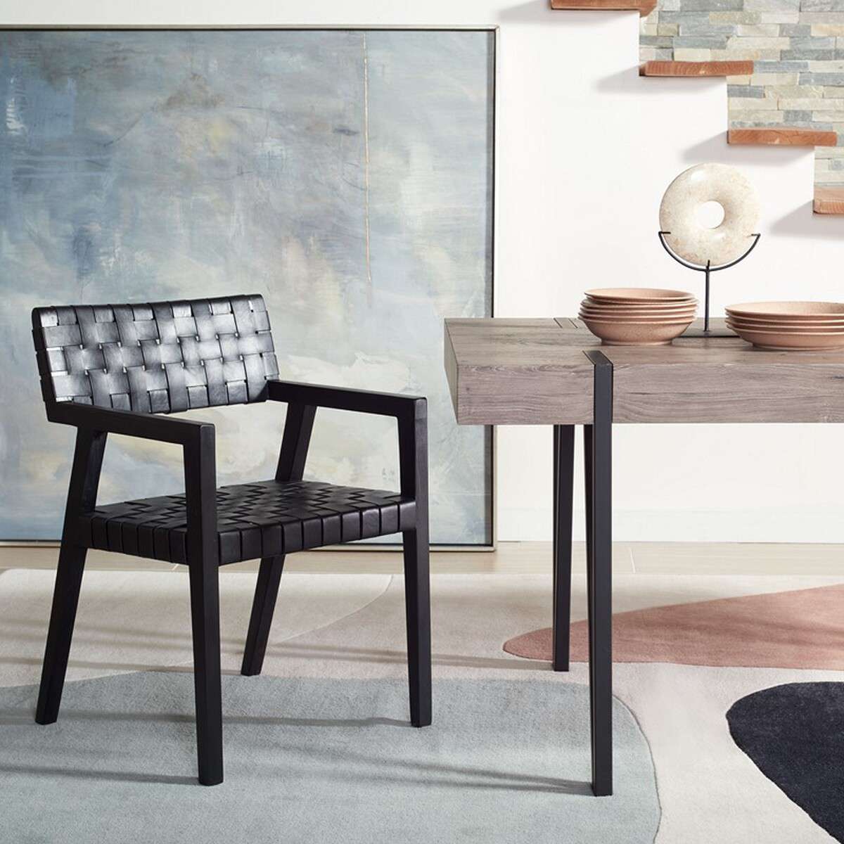 Safavieh Cire Leather Dining Chair - Black | Dining Chairs | Modishstore - 4