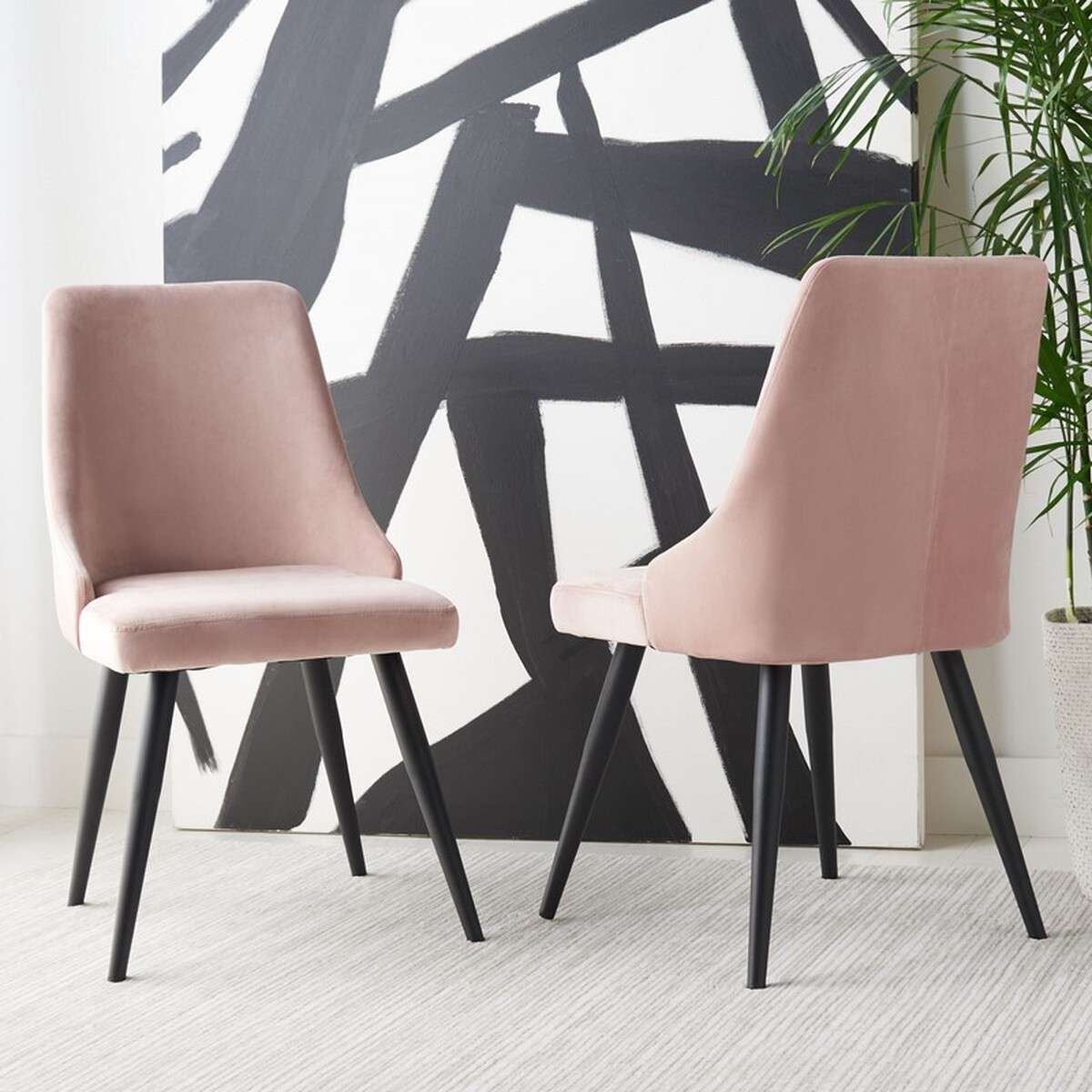 Safavieh Zoi Upholstered Dining Chair Set Of 2 - Dusty Blush | Dining Chairs | Modishstore - 4