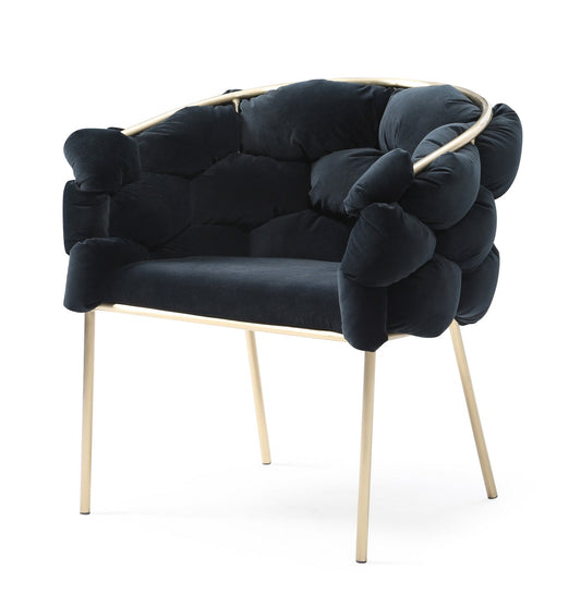 Modrest Debra - Modern Black Velvet/Brushed Brass Dining Chair | Modishstore | Dining Chairs