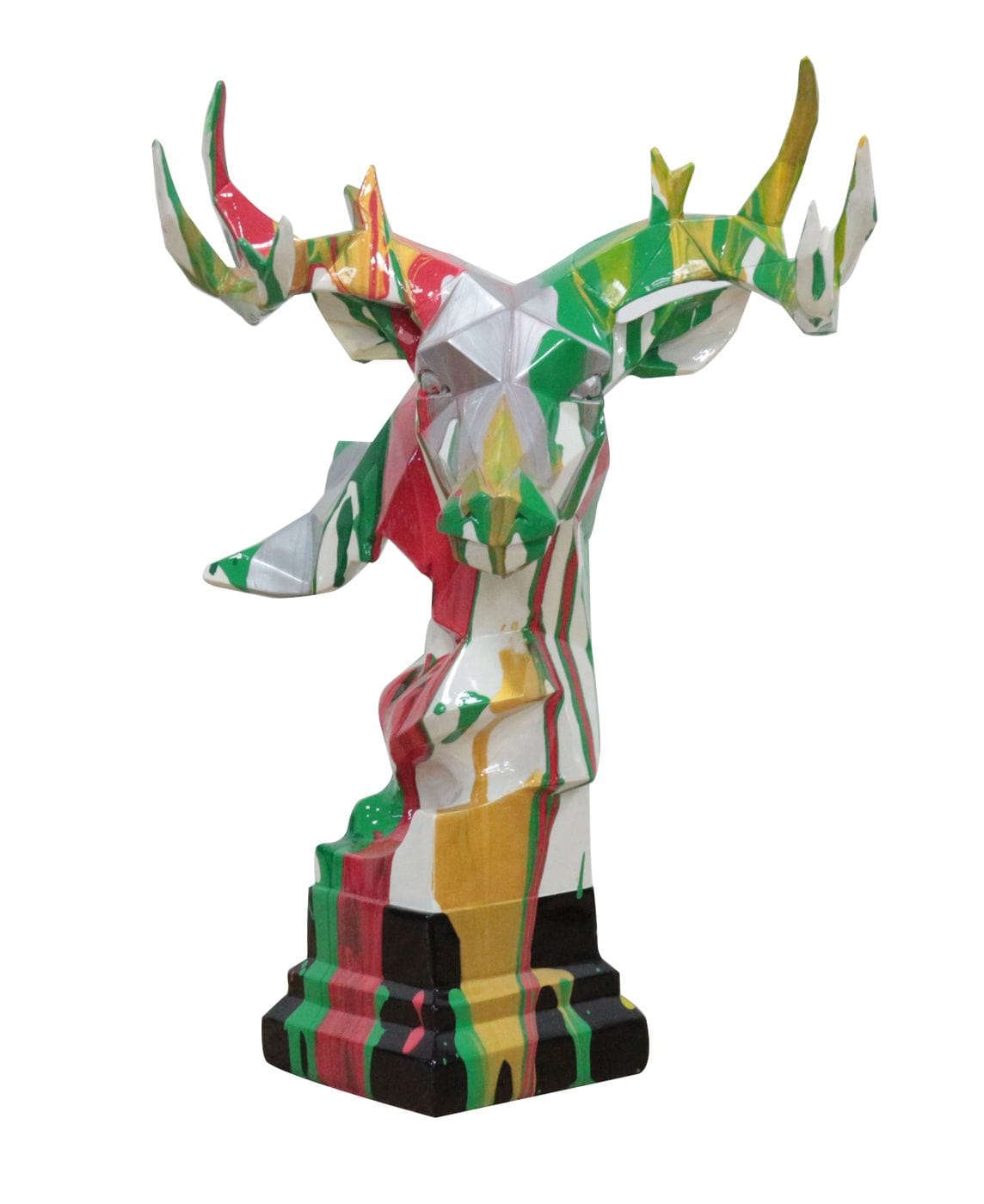 Modrest Deer Head Multicolor Geometric Sculpture | Modishstore | Sculptures