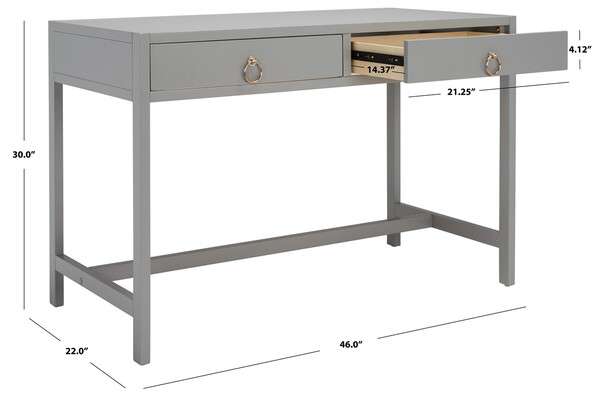 Safavieh Esther 2 Drawer Desk - Gray | Desks | Modishstore - 4