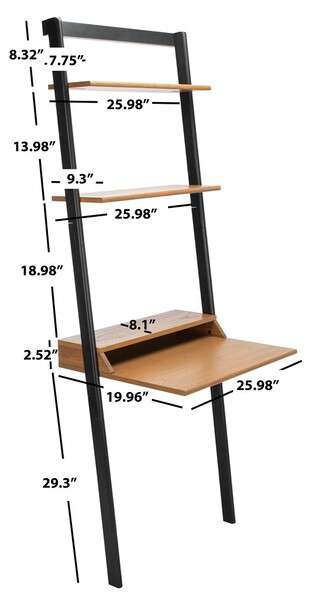Safavieh Pamella 2 Shelf Leaning Desk - Natural | Desks | Modishstore - 3