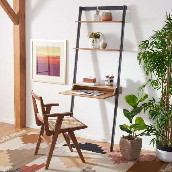 Safavieh Pamella 2 Shelf Leaning Desk - Natural | Desks | Modishstore - 4