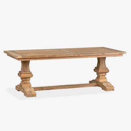 Concord Trestle Base Dining Table with Recycled Teakwood by Jeffan | Dining Tables | Modishstore - 6