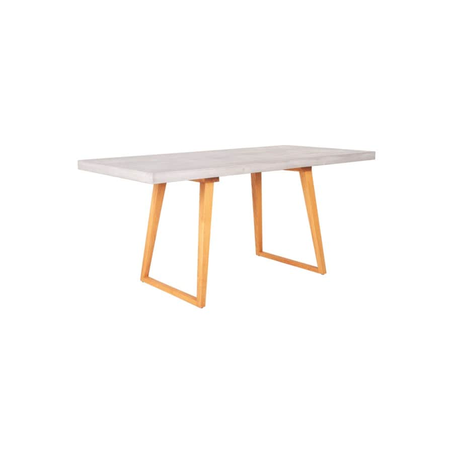 Hutton Concrete Top Outdoor Dining Table with Wooden Leg, Gray by Jeffan | Outdoor Tables | Modishstore